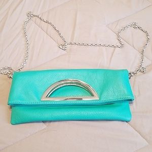 Turquoise envelope clutch